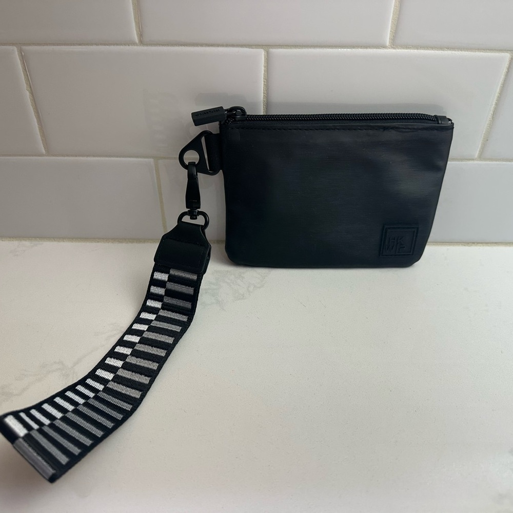 Elegant Black Key & Card Holder with Strap